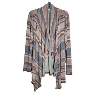 Maurices Womens Cardigan Sweater 2X Striped Waterfall Duster Long Sleeve Pockets